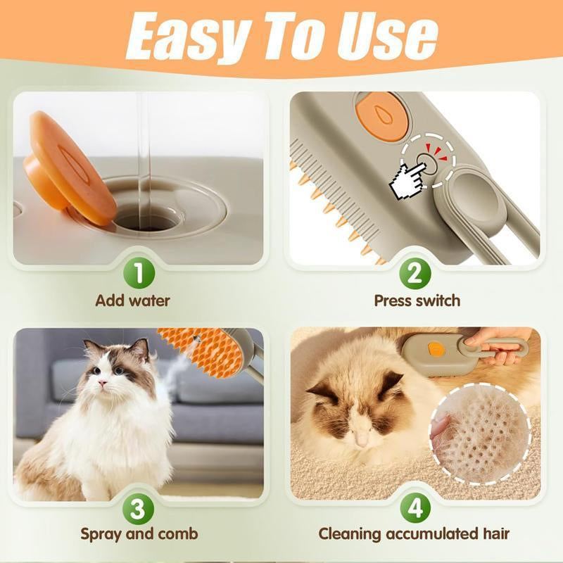Pet Steam Brush,Cat Dog Hair Remover,Adjustable Pet Hair Remover,Pet Steamy Mist,Steam Pet Brush for Pet Hair Multifunctional Steamy Cat Brush Grooming Comb for Dogs Steam Brush &Cats Remove Flying Fur.